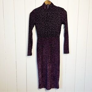 Bellabarnett Manot Purple Leopard Midi Dress. Size Medium.